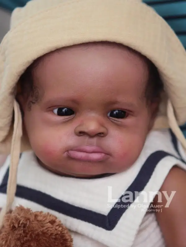 20''Unfinished Unassembly Handmade Dark Skin Reborn Lanny DIY Doll Parts with Rooted Hair Cloth Body and Eye Include