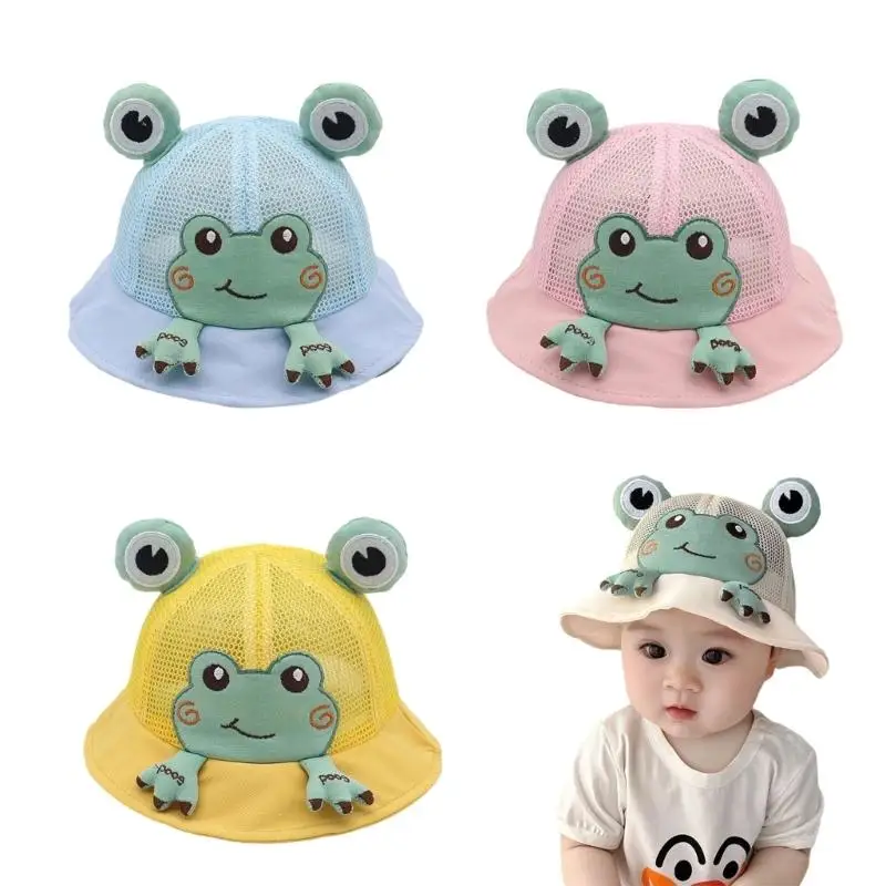 

U13F Lightweight Toddler Fisherman Hat Spring Fall Essential Sun Protective Design Cartoon Basin Caps with Chin Belt