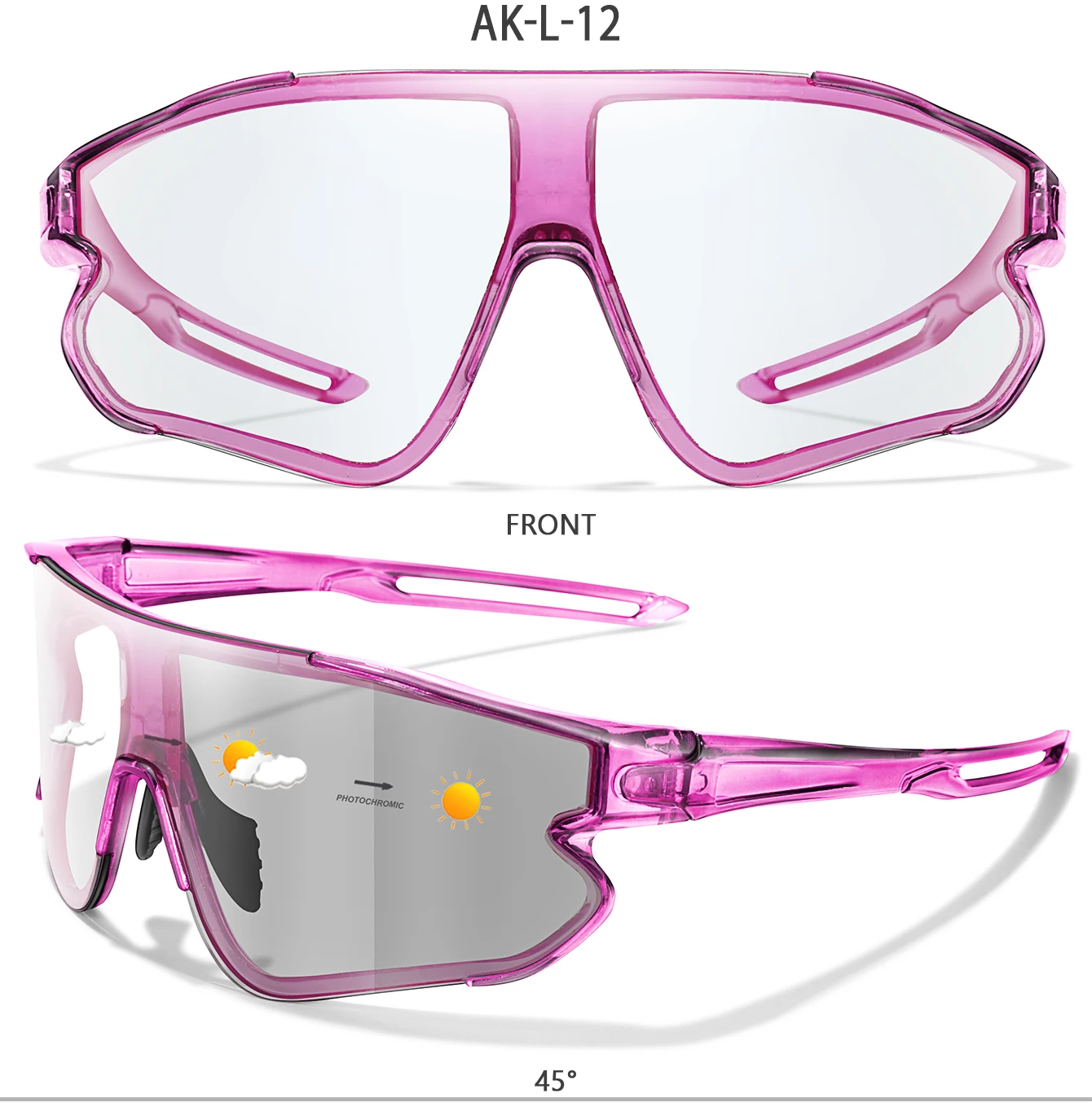 2 Packungen Männer Frauen Photochrome Radfahren Sonnenbrillen Outdoor Laufen Radfahren Mtb Fahrrad Wandern Fahren Brillen Mode Gläser – Detail 7