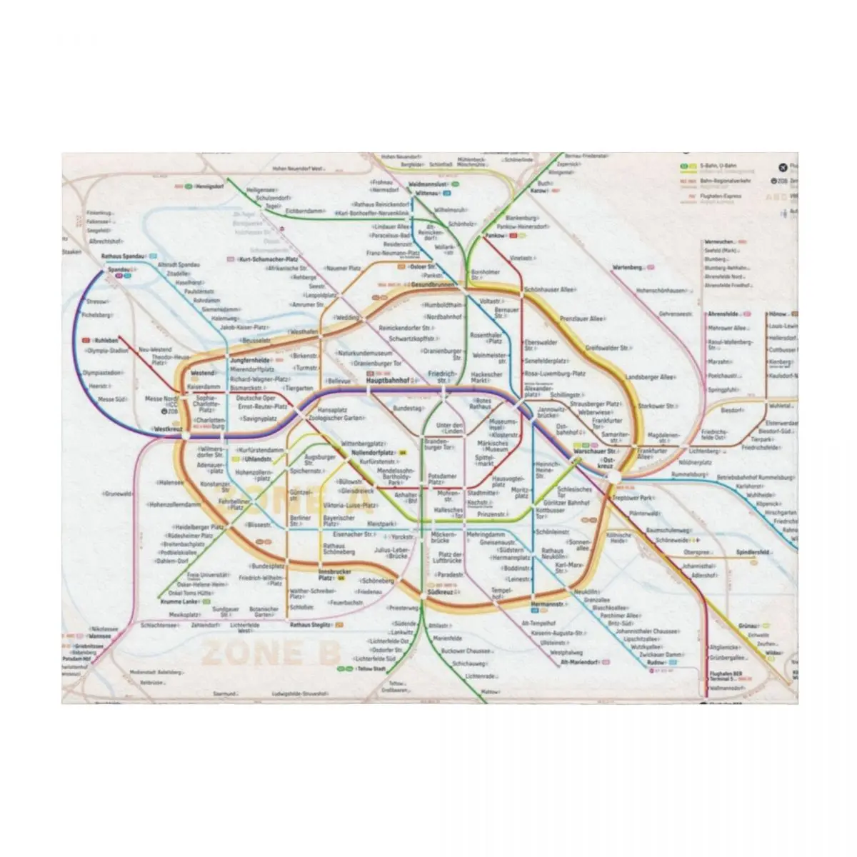 

New Berlin rapid transit route map (December 11, 2022) Throw Blanket Stuffeds halloween Summer christmas decoration Blankets