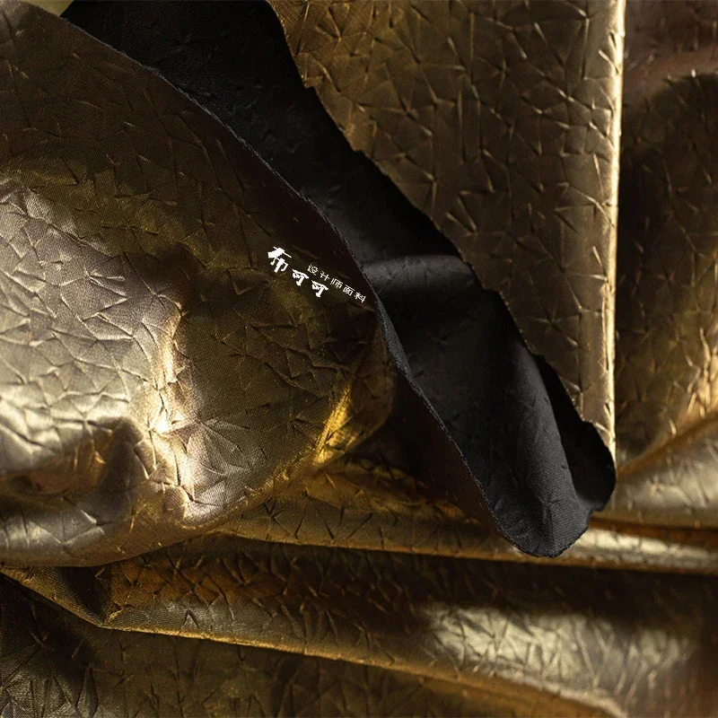 fashion  Champagne gold three-dimensional embossed pressed fabric Designer fashion Cloth for Diy Sewing by the Meter Material