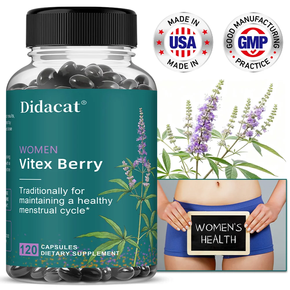 

Organic Chasteberry Capsules - Natural Menopausal Supplement for Women, Support Menopausal Health, Menstrual Cycle