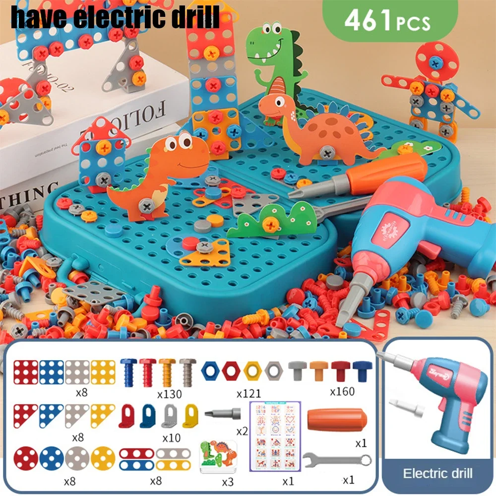 Children Toys Tool Set Electric Drill Screw Nut 3D Puzzle Toys Pretend Play Repair Tool Box Drilling Assembly Educational Toys