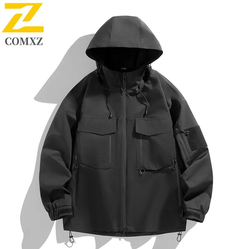 Maxbarley Male Jacket Color Block Outdoor Mountain Windproof Workwear Coat Durable Wear Resistant Functional Casual Overcoat