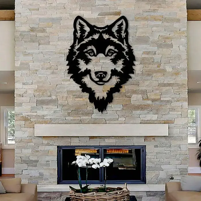 

New wolf metal wall decoration, wrought iron hollow silhouette pendant, living room bedroom home decoration crafts