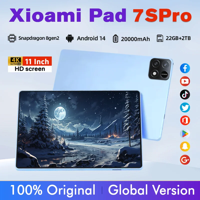 2025 New Original Global Edition Tablet PC Pad 7S Pro Snapdragon 8gen2 Android 14 HD 4K 22GB+2TB 5G Tablet Dual SIM WIFI tablet