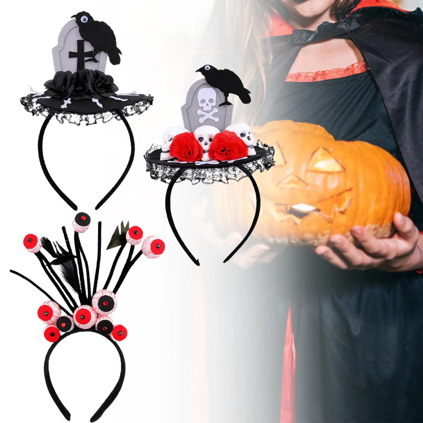 

Головная повязка на Хэллоуин для женщин и девушек, причудливый головной убор, головной убор для ролевых игр, Хэллоуин, фестиваль, искусственные аксессуары