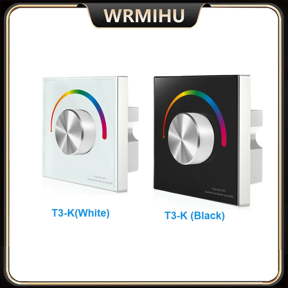 

DC12-24V 4A * 3CH постоянное напряжение настенное крепление 86 ручка RGB PWM панель управления вращающийся пульт дистанционного управления