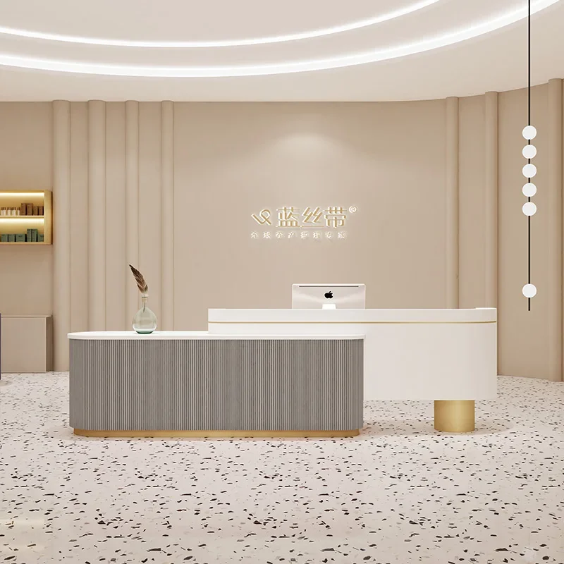 

Counter Reception Table Executive Office Furniture Cafe Modern Desk Curved Armable Acrylic Podium Church Reseption Bureau Bar