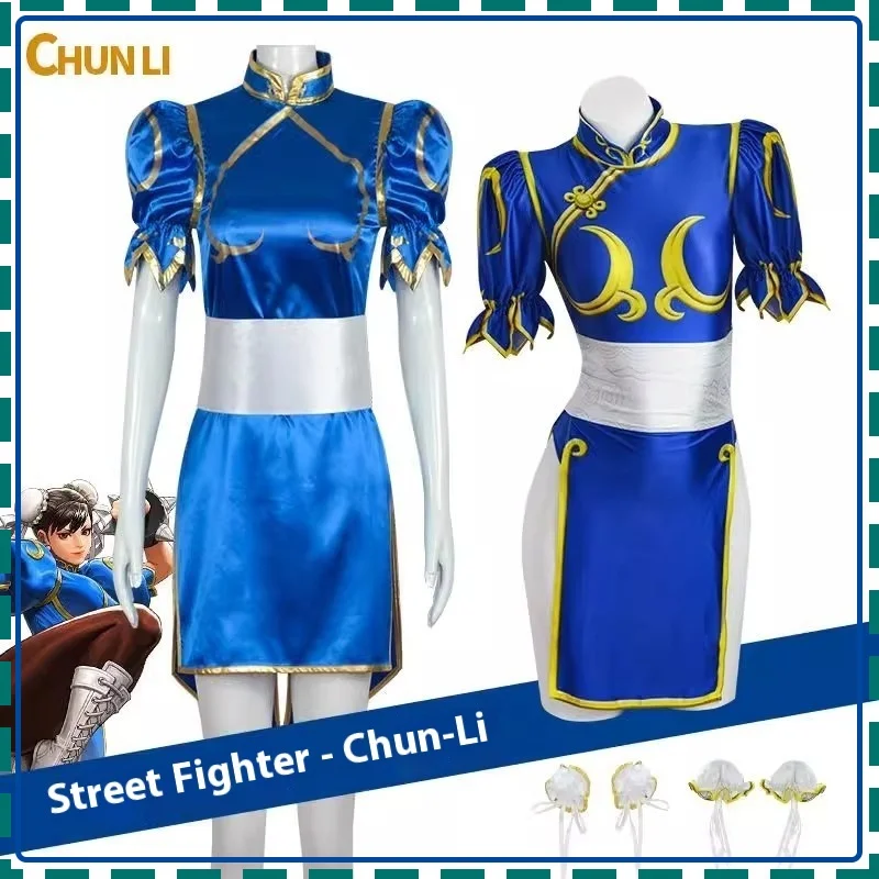 

Женский костюм для косплея Chunli Street King, сексуальный наряд Cheongsam с аксессуарами для парика первого поколения для выступления на сцене