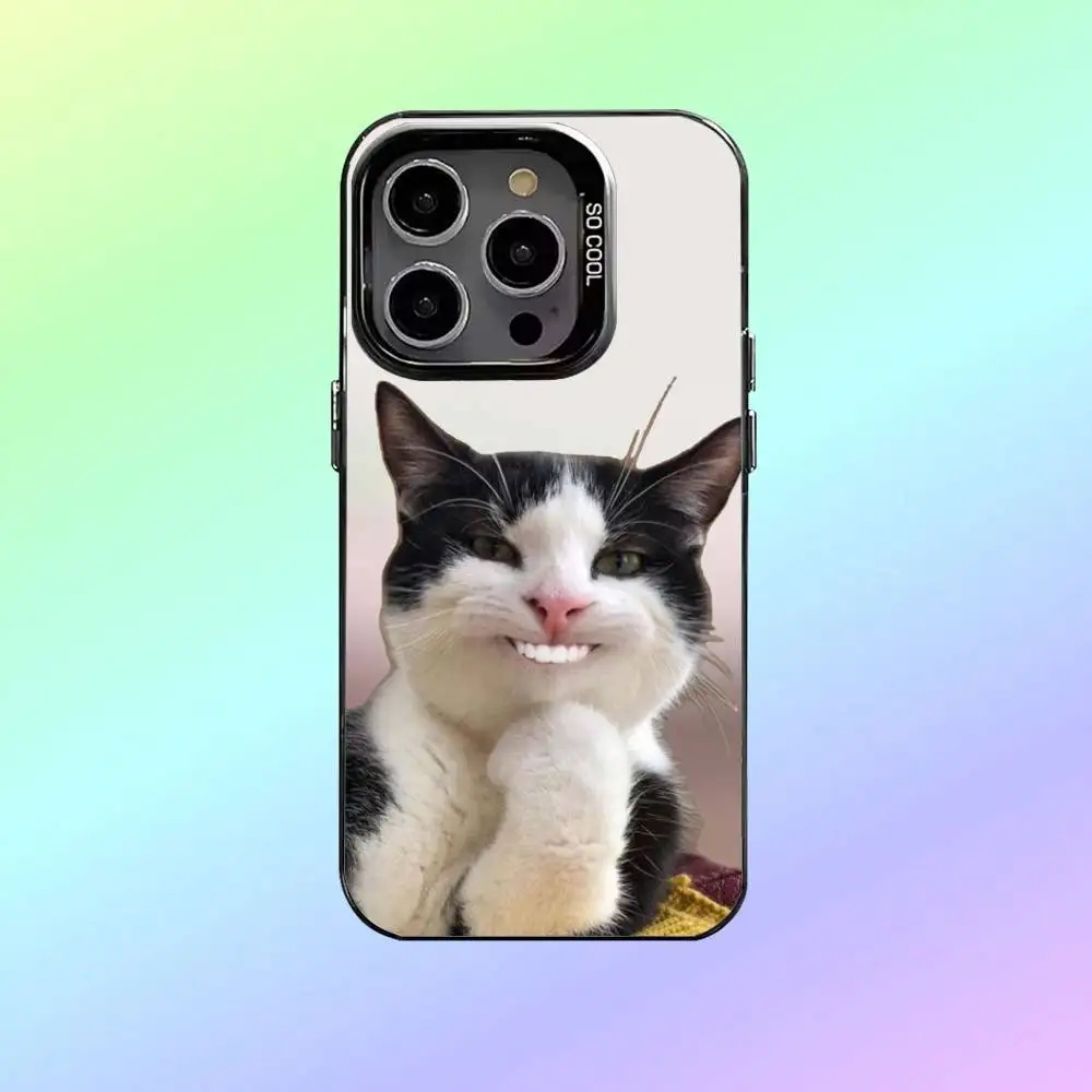 حافظة هاتف مضحكة للقطط الأليفة لهاتف iPhone17,16,15,14,13,12,11 غطاء داخلي مطلي بالفضة #5