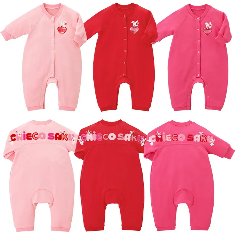 Autumn New Girls Jumpsuits Cartoon Rabbit Letter Logo Long Sleeve Bodysuits Baby Girl Clothes Newborn Winter Rompers Ropa Bebe