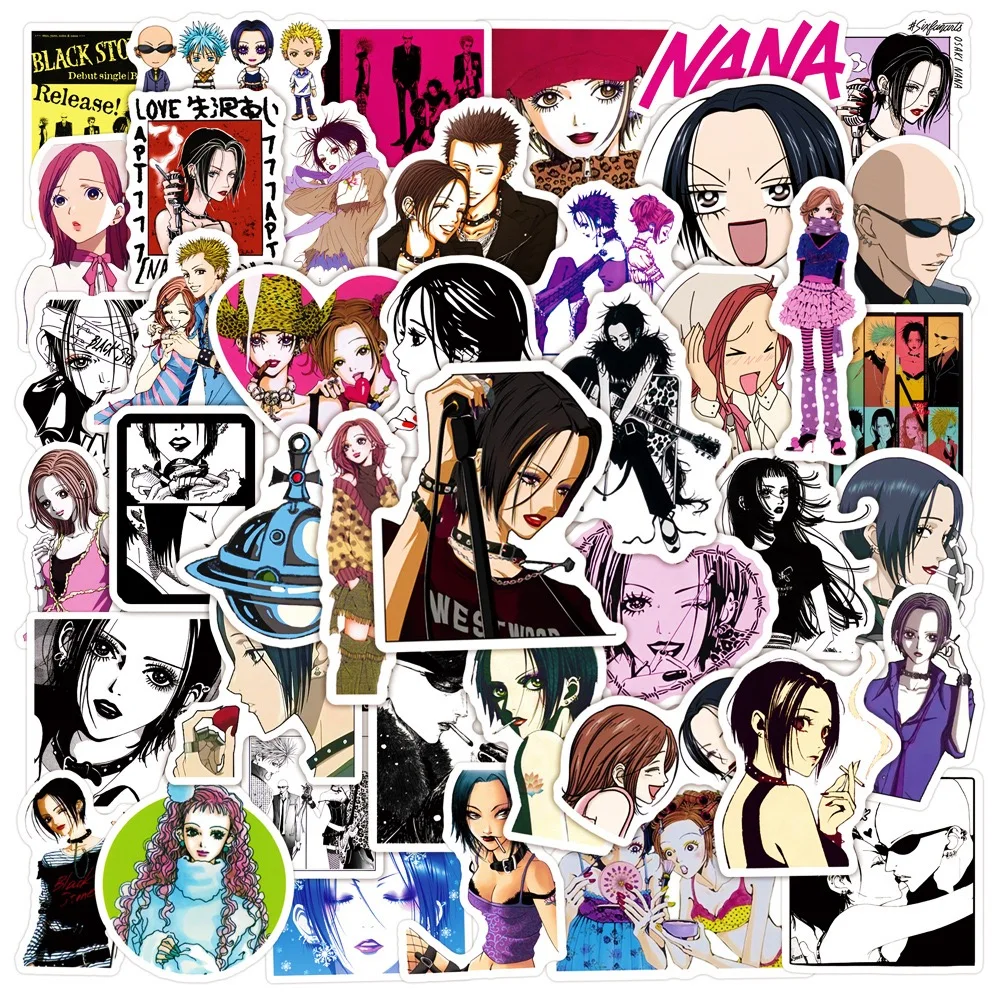 50 Stück Anime NANA Aufkleber Coole Graffiti-Sticker DIY Dekoration Handyhülle Wasserdicht Notizbuch Skateboard Spielzeug Geschenk Aufkleber