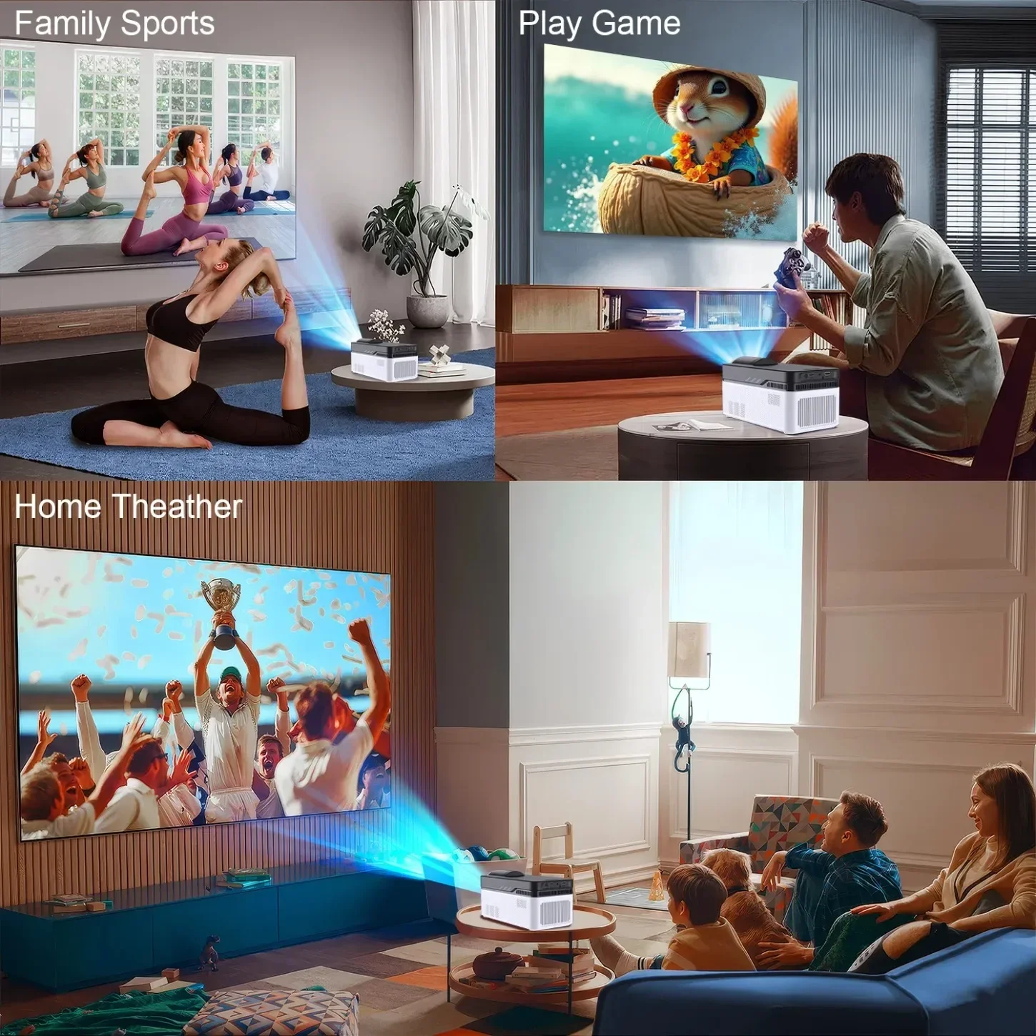 Projetor 900ANSI Android 11 8K 4K HY450 BT5.4 WiFi6 Ultra Short Throw Auto Offset Foco Eletrônico Projetor de Home Theater