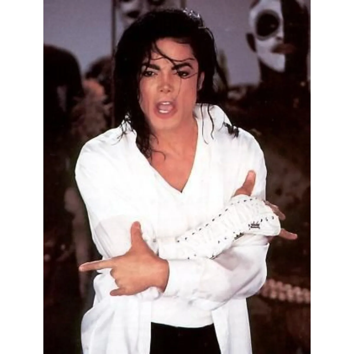 Classic Underwear Cosplay Role-player Michael Jackson White V Neck T-shirt Tshirt Kids Adults Halloween Cotton