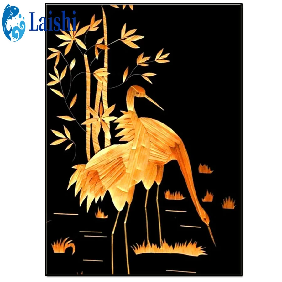 Diamond Painting Abstract art, golden crowned crane Embroidery Cross Stitch Art Craft Full Square/Round Rhinestone Home decor