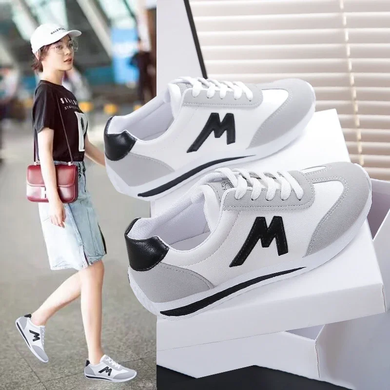 Round Head Deep Mouth Sneakers Light Versatile Breathable Cross Lace Casual Sports White Shoes Forrest Gump Shoes Tennis Sneaker