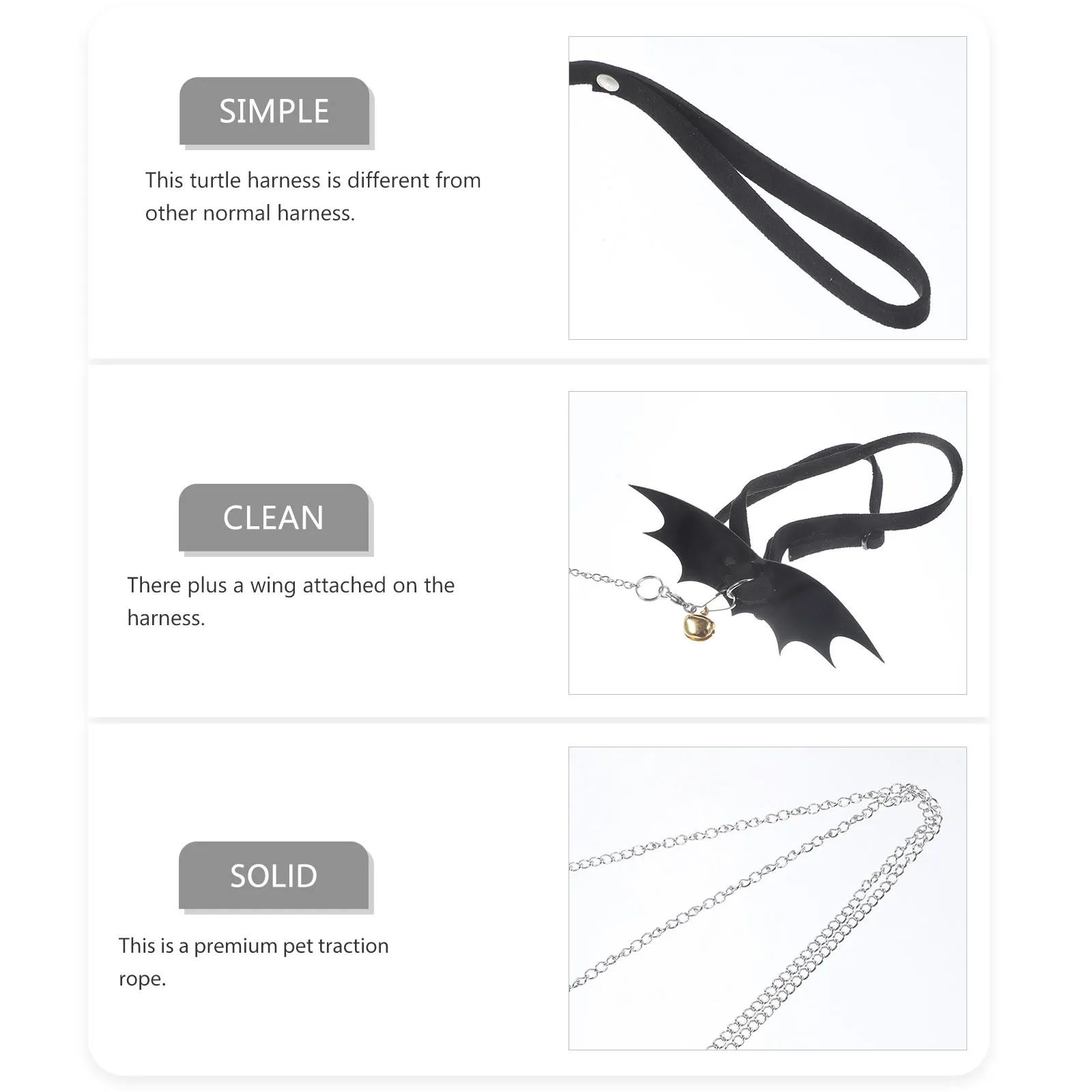 

Turtle Leash Reptile Harness Collar Small Traction Rope Black Adjustable Durable Lightweight Outdoor Wing Pet Gear