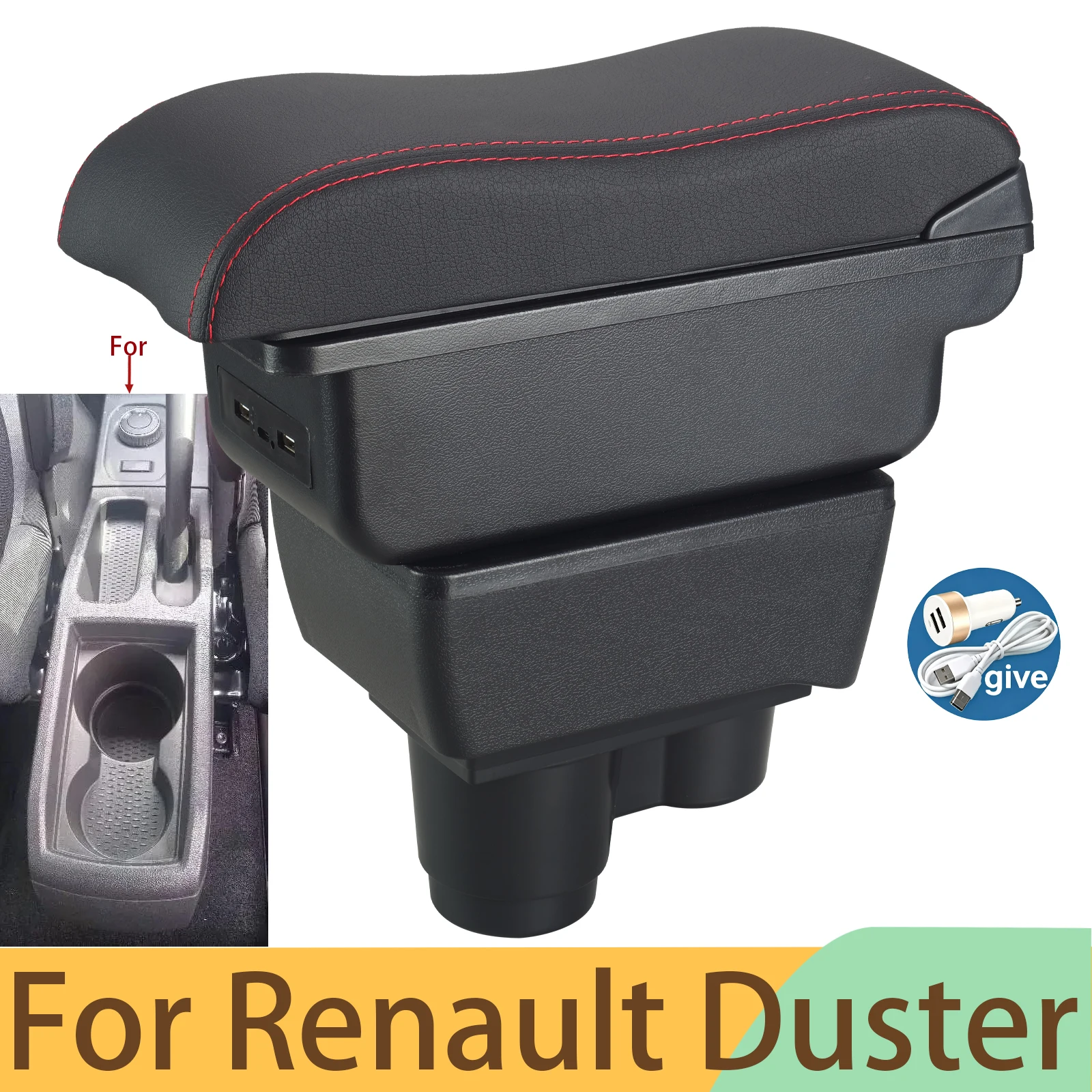 Für Renault Duster Armlehnenbox für Dacia Duster Auto-Armlehne 2019-2024 Nachrüstteile Aufbewahrungsbox Verstärkung Erhöhung Auto-Zubehör