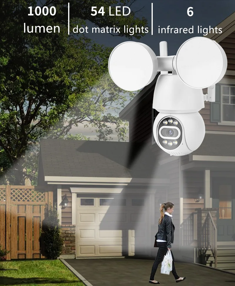 

4MP 1440P iCsee APP Floodlight Full Color Warehouse Wireless PTZ IP Dome Camera AI Humanoid Detection Home Security Monitor