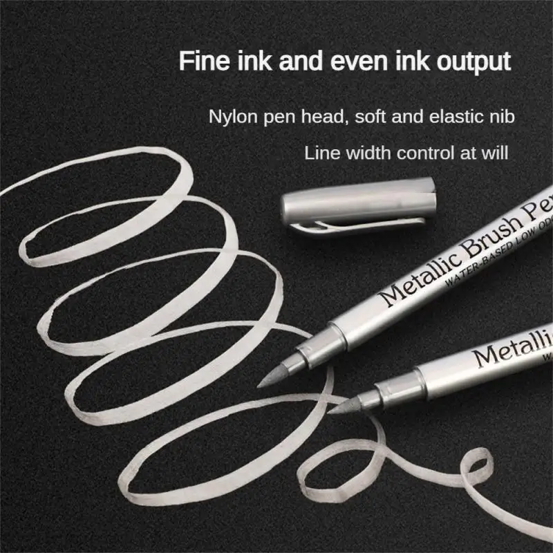 Zachte puntborstel Goud Zilver Ambachtelijke zachte kop Metaal Graffiti Briefpapier Ambachtelijke pen Waterbestendige marker Graffiti Pen Markeerstift