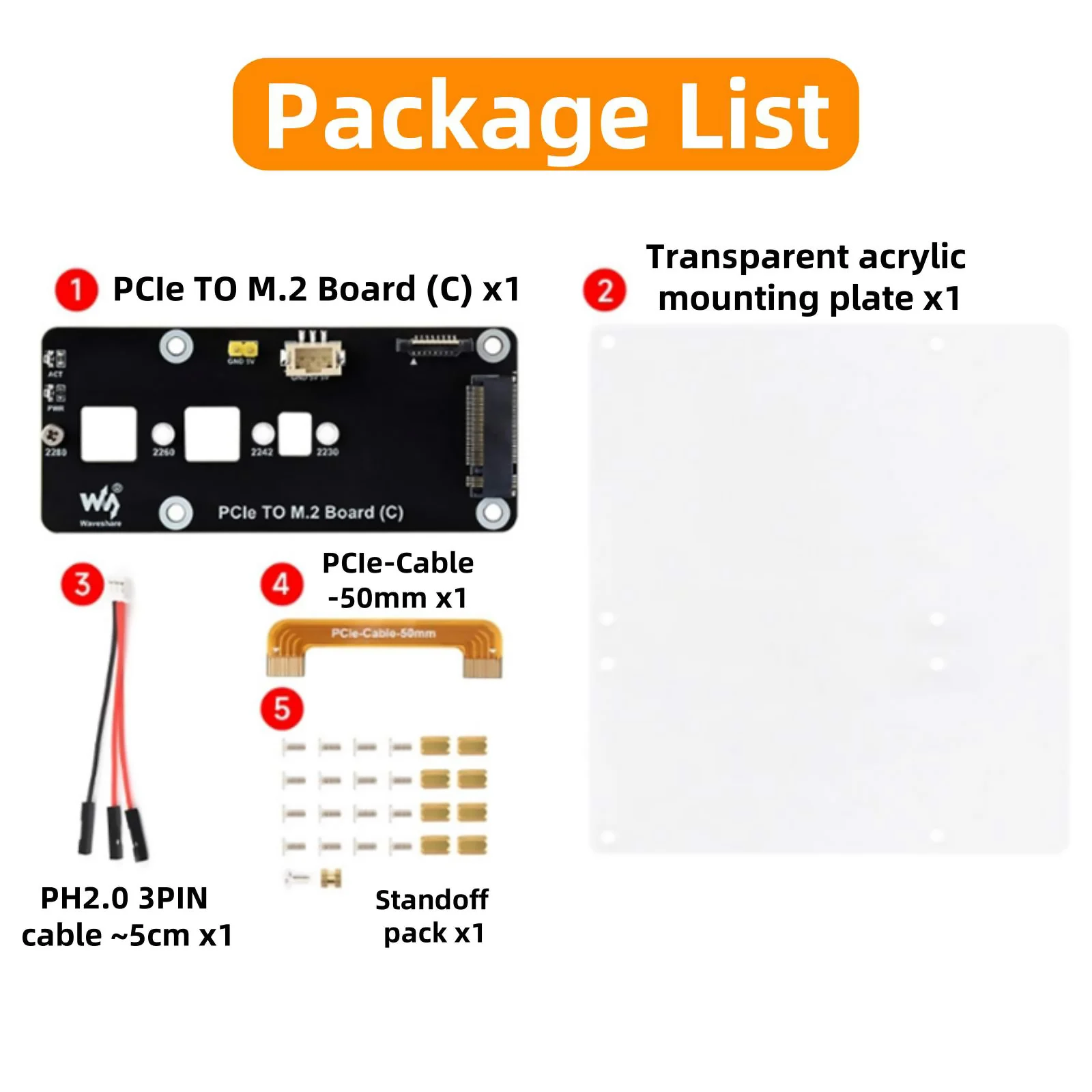 Placa adaptadora PCIe a M.2 NVMe SSD (C) HAT para Raspberry Pi5 Gen2 Gen3 2260 2280