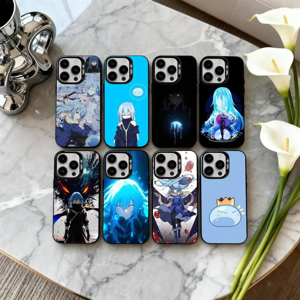 

R-Rimuru T-Tempest-T S-Slime Phone Case For iPhone17,16,15,14,13,12,11 Plus,Pro Max Black Candy Silver Plated Cover