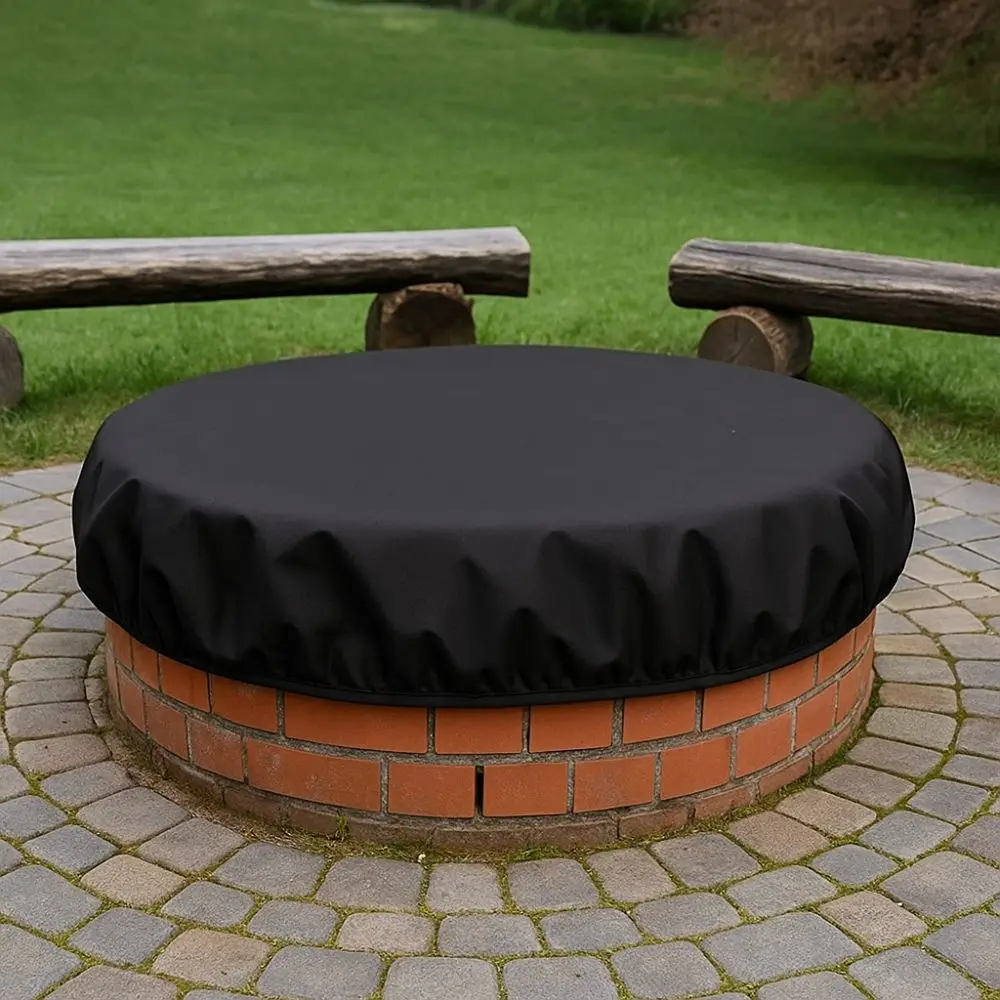 

600D Оксфордский чехол для костра, водонепроницаемый, устойчивый к атмосферным воздействиям защитный чехол, черный эластичный подол, чехол для уличного камина