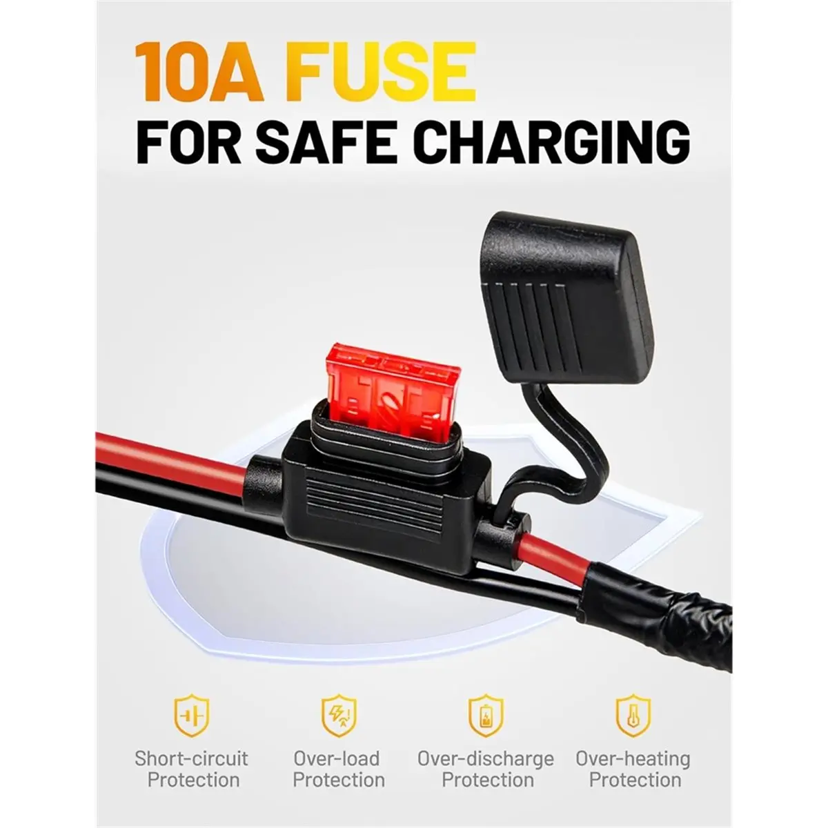 【AT48】 NEW 2Pack 1.98FT SAE Battery Charger Cable with 10A Inline Fuse, 16AWG Quick Disconnect SAE to O-Ring Terminal Harness
