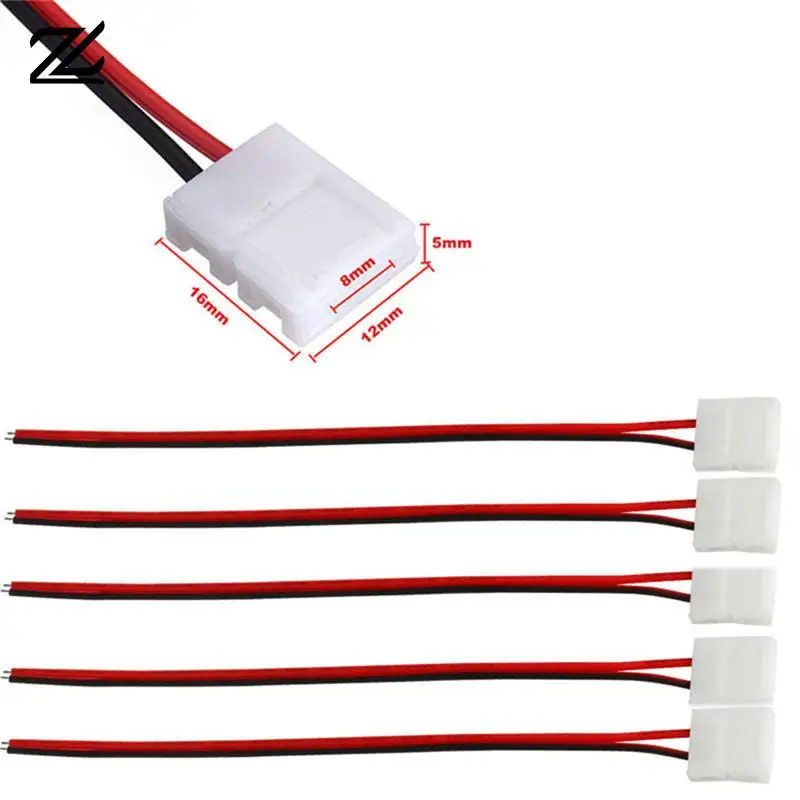 10Pcs/lot PCB Cable 2 Pin LED Strip Connectors 3528/5050 10mm Width PCB Ribbon Single Color Adapter Wholesale