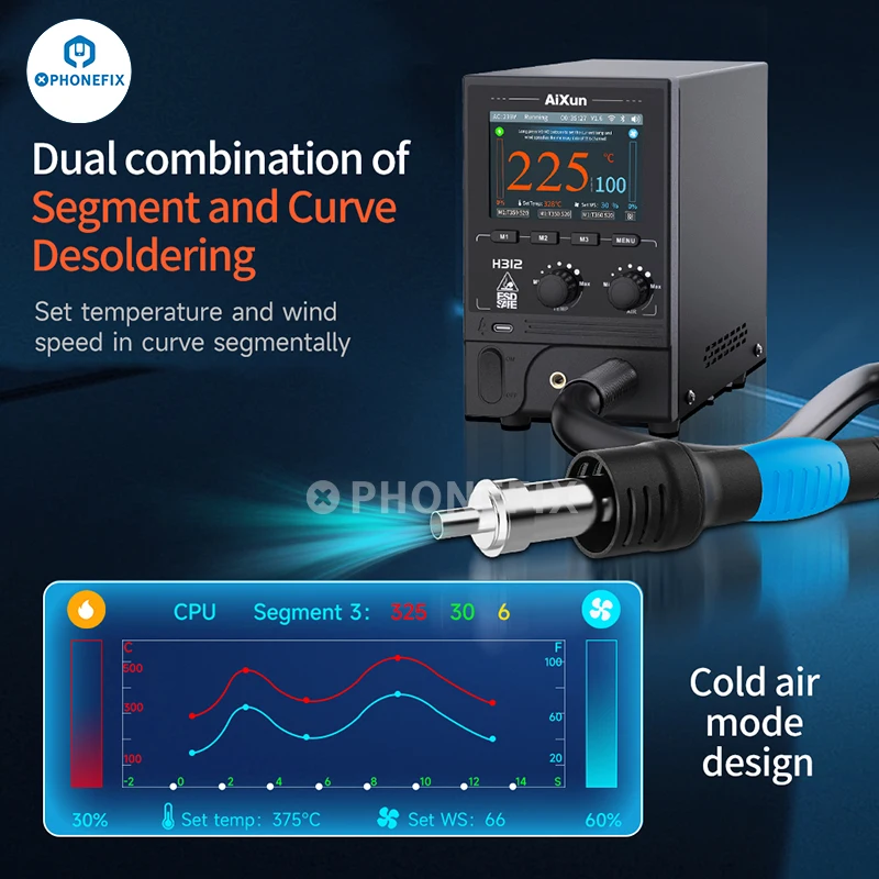 aixun hot air gun bga estacao de retrabalho heating core modos de desoldagem para pcb nand chips reparo de soldagem 1400w h312 01