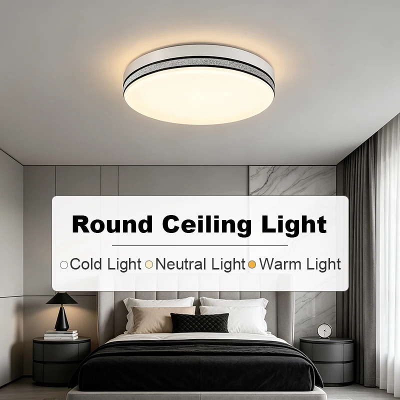 Modern Round Ceiling Light LED Flush Mount, Sleek Ceiling Lamp for Bedroom, Living Room, Kitchen and Hallway Home Lighting