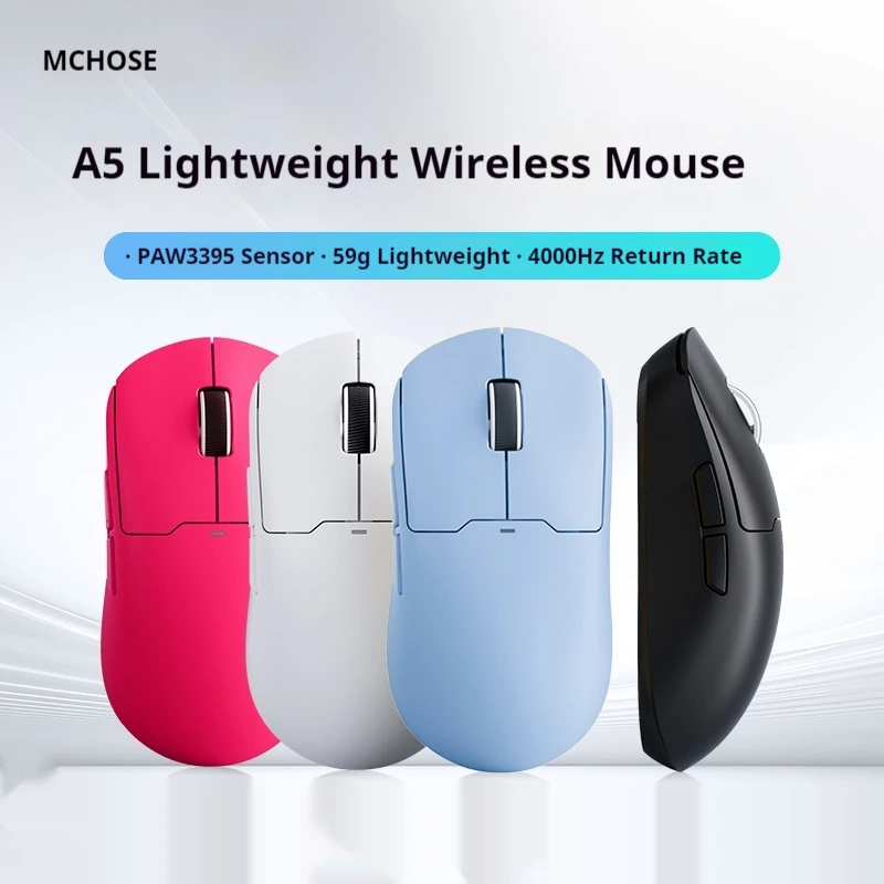 MCHOSE A5 Wireless Gaming Esports Mouse Bluetooth Three Modes Long Battery Life PAW3395 Lightweight Design Support Ergonomics