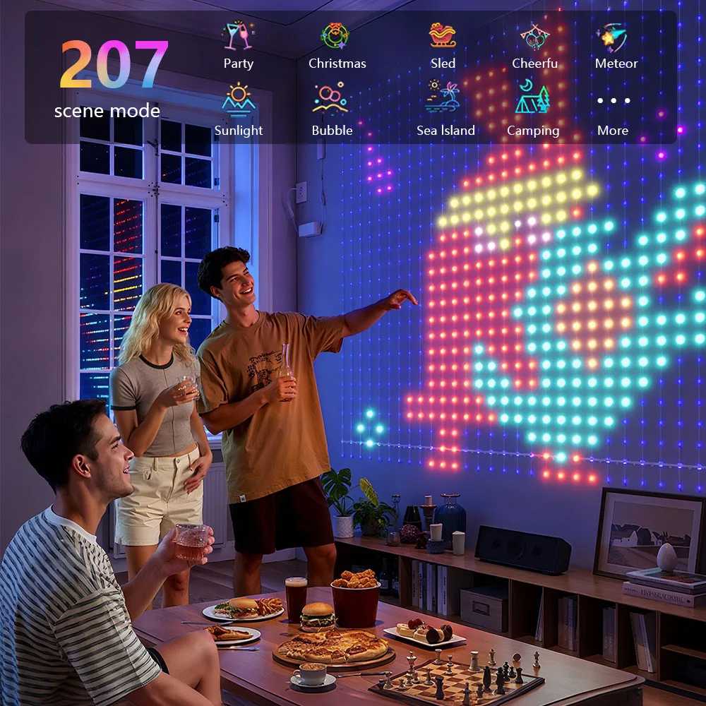 أضواء الستار الذكية نافذة LED الجنية ضوء APP التحكم DIY نمط الموسيقى مزامنة لغرفة النوم عيد الميلاد عيد الهالوين ديكور #4