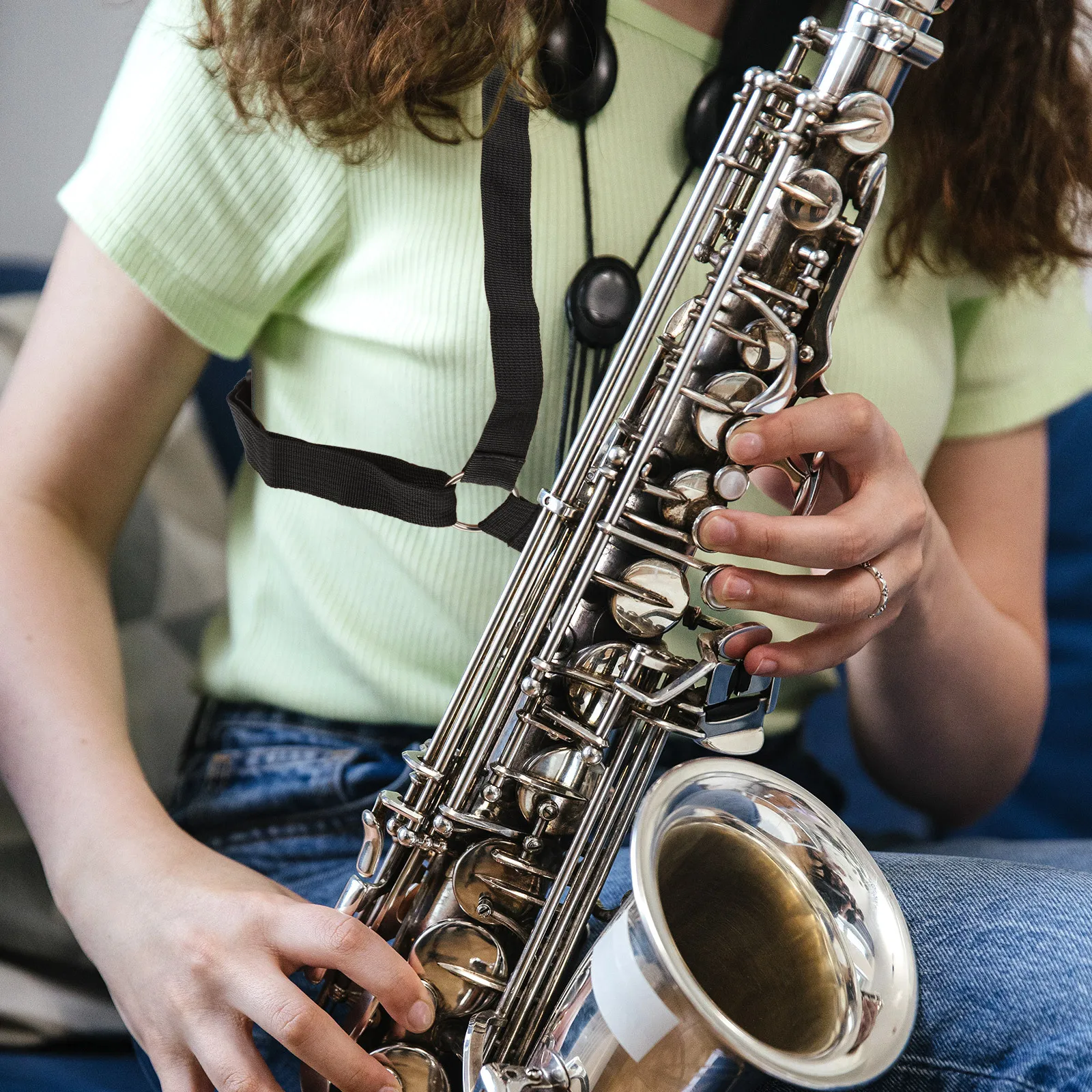 

Saxophone Chest Strap Adjustable Durable Reduces Hand Pressure Easy Holding Kids Friendly Saxophone Accessory Sax Shoulder Strap