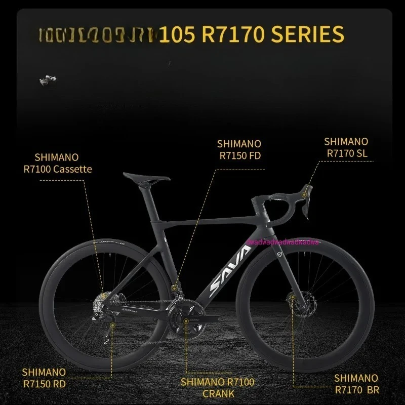 SAVA R7 Carbon Fiber Road Bike, UCI CE Certified Adult Bike, Equipped with Shimano Di2 R7170, 24-Speed Groupset