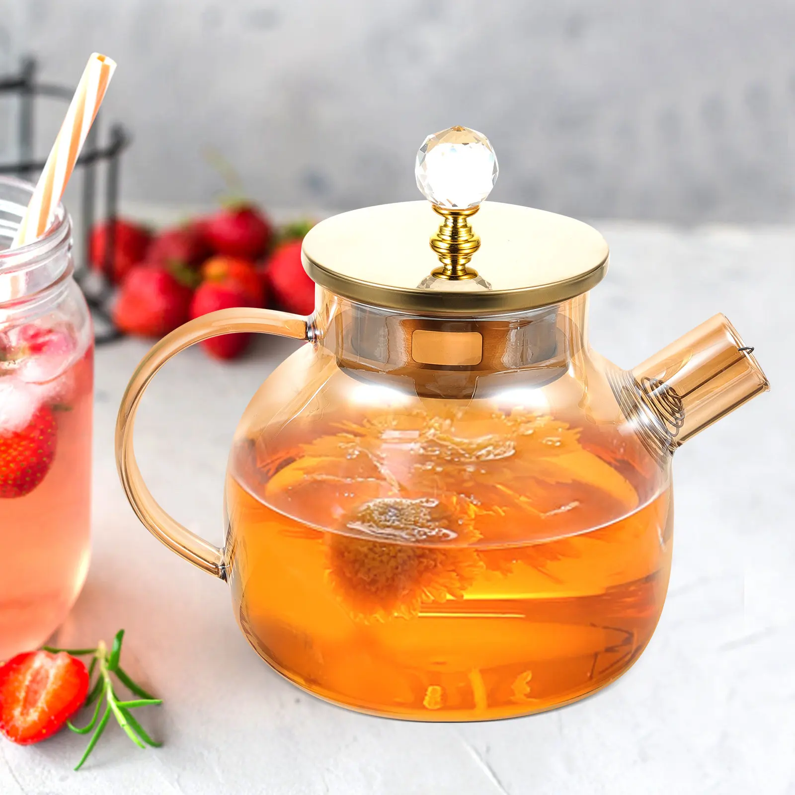 Großer Kaltwasserkrug aus Premium-Glas mit Ergonomischem Griff für Küche, Zuhause und Restaurant, Transparent