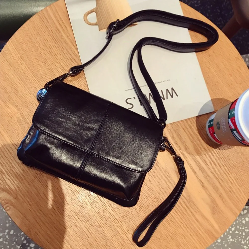 Genuine leather men's ultra-thin document, large-capacity envelope, single-shoulder bag, flip cover, simple travel crossbody bag