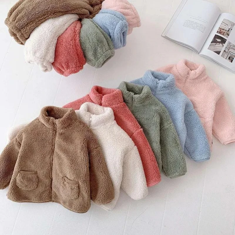 Autumn Winter Warm Boy Girl Clothes Pajamas Set Thick  Toddler Child Solid Color Long Sleeve Sleepwear Kids Home Suit 2-6Years