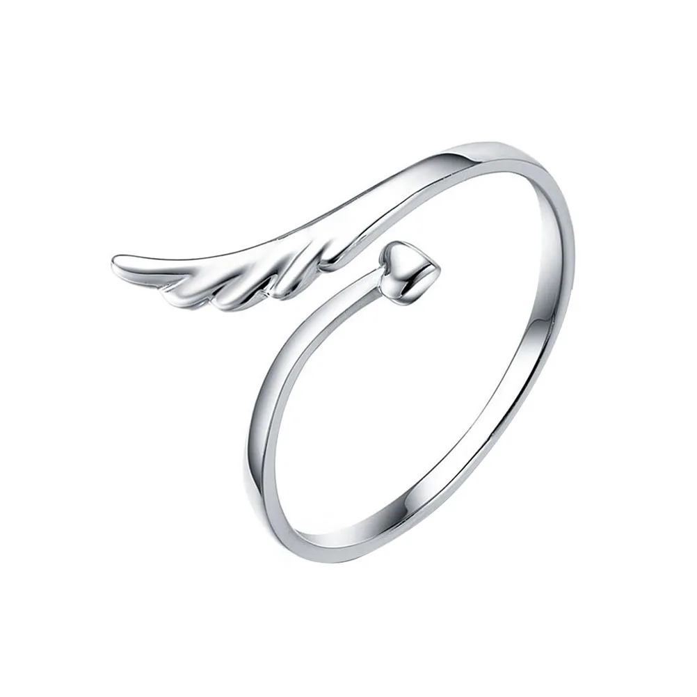 

Wing Design Adjustable Silver Ring for Women Trendy Statement Ring Suitable for Any Season Daily Wear