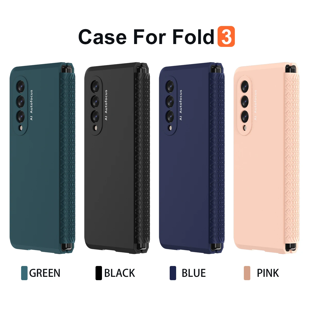 Plastic Phone Case For Samsung Galaxy Z Fold 5 3 5G With Front Screen Protector Glass TPU Hinge Protection Cover