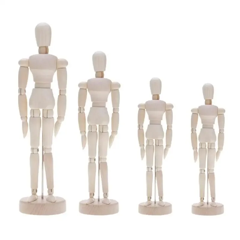 VKTECH NEW Artist Movable Limbs Handmade Male Wooden Toy Figure Model Mannequin bjd Art Sketch Draw Action Toy Figures DIY Craft