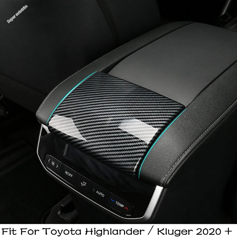 

Car Armrest Box Panel Decoration Molding Cover Trim For Toyota Highlander / Kluger 2020 - 2024 Carbon Fiber Style Accessories