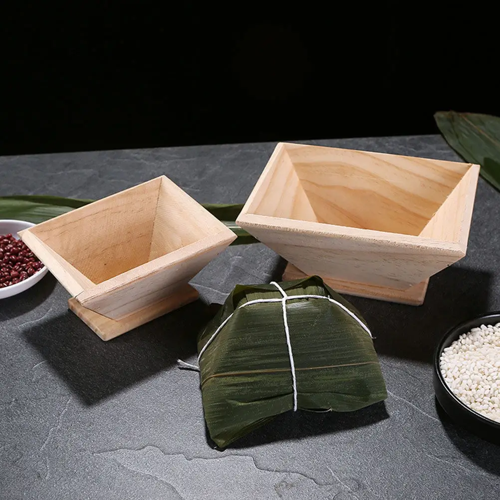 1Pcs Natural Wood Quadrangular Rice Dumpling Mold Zongzi Making Tool Simplifies Traditional Chinese Sticky Rice Pudding DIY
