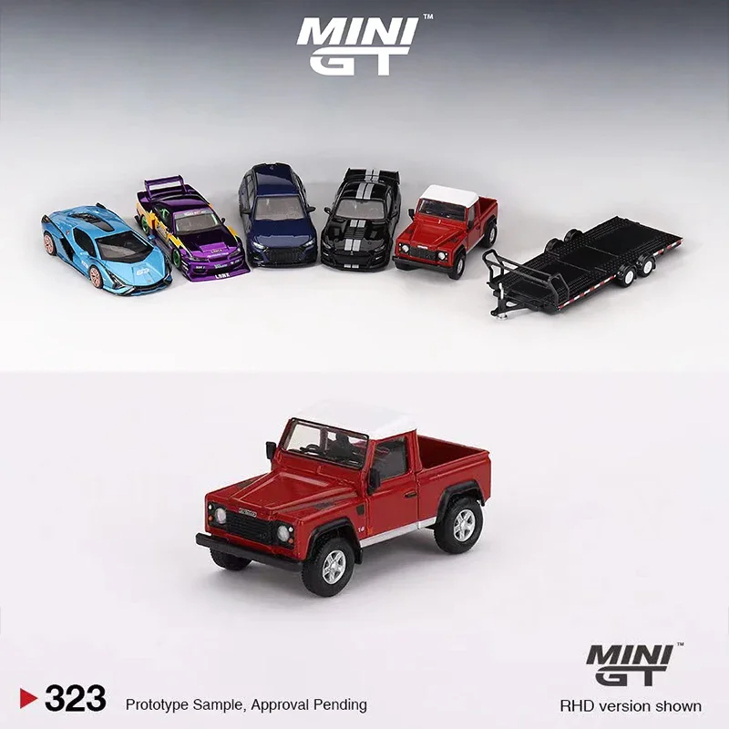 

MINI GT 1:64 Model Car Land R Defender 90 Pickup Alloy Die-Cast Masai Red #323