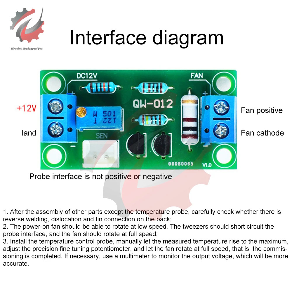 DC12V  Fan Control Module Automatic Temperature Control Module Governor With Probe for Computer Amplifier Fan Equipment Diy Kit