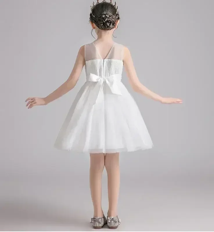 Robe de princesse en maille moelleuse pour filles, robe de spectacle de festival pour enfants, fleur, nouveau, été, 2024