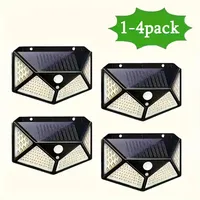 1/2/4PCS 100 LED Solar Wall Lamp 4 Sides Luminous with Motion Sensor Outdoor Garden Courtyard 3 Modes Waterproof Wall Lights