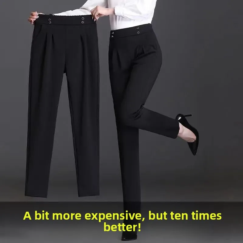 Women's Suit Harlan Pants Black Drapey Slimming High Waist Nine-Piece Casual Trousers Korean Style Commute Fashion 2023 Spring