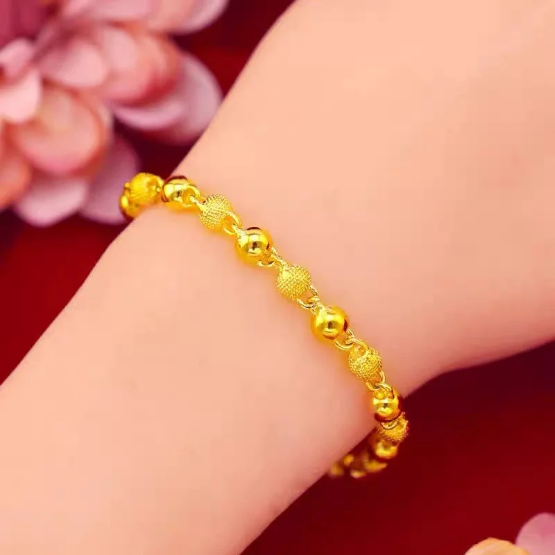 New Gold Plated Ball Beads Bracelet For Women Girls Fashion Chain Bracelet Wedding Jewelry Gift